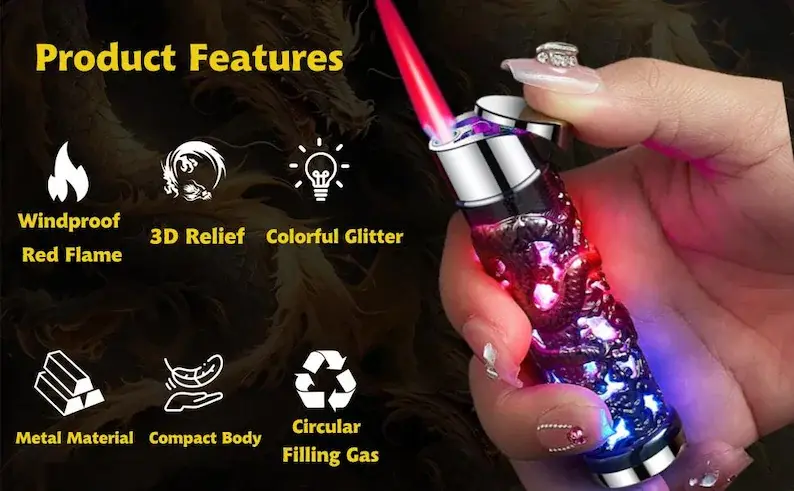 Dragon Design Red Flame Lighter thumbnail 9