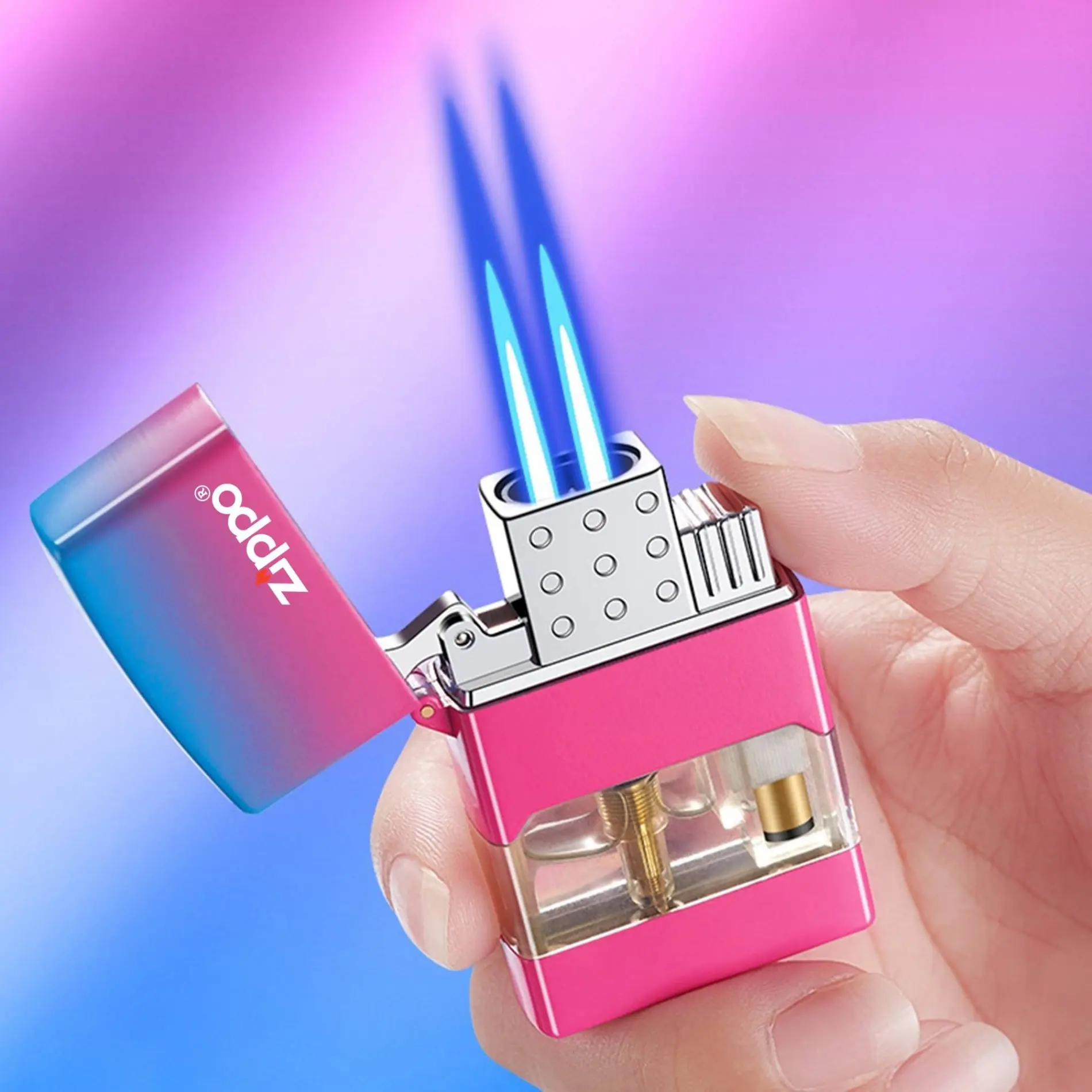 Jet Torch Lighter with Visible Transparent Gas Chamber