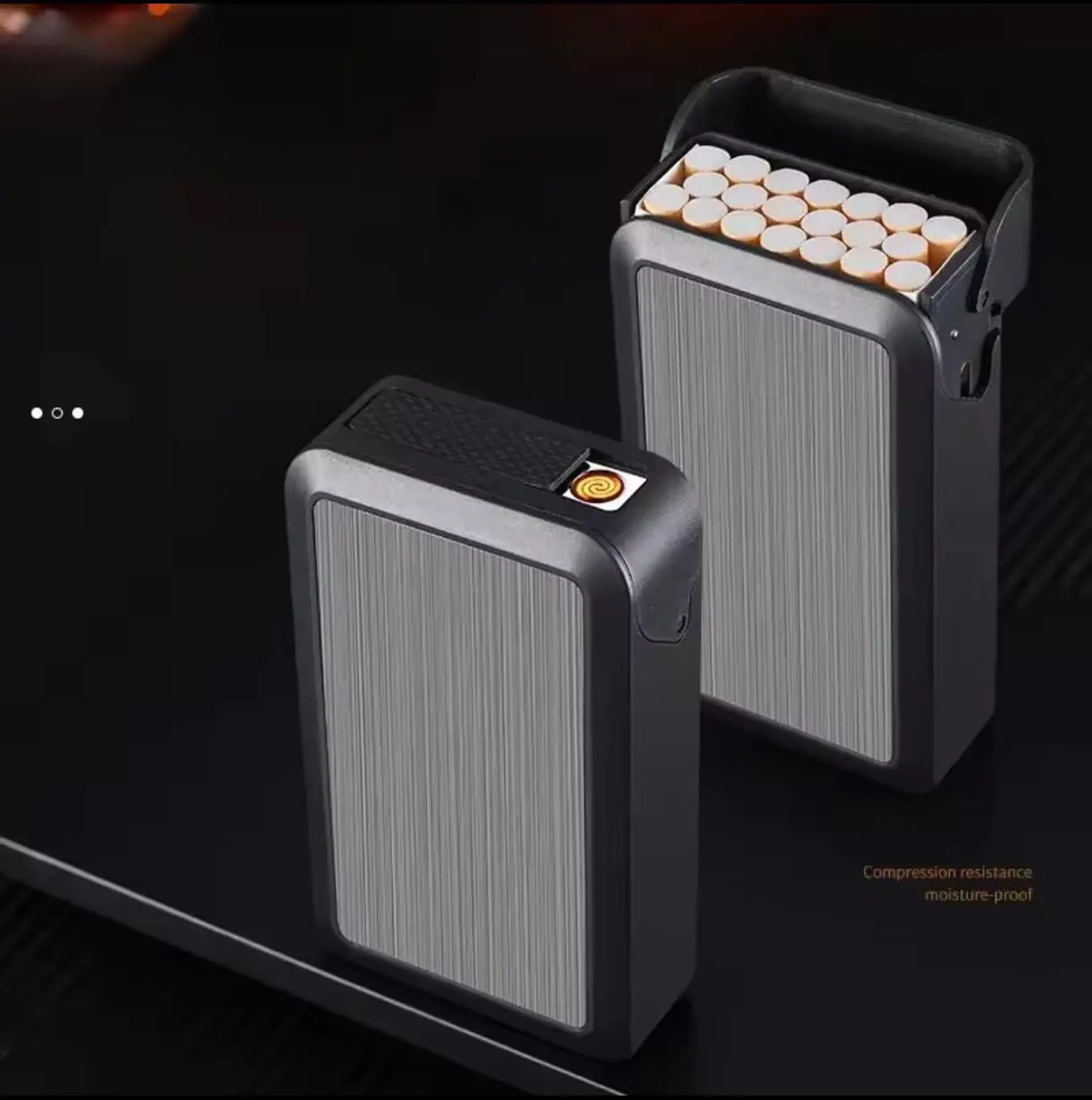 Sliding Cover Cigarette Case with Rechargeable Lighter