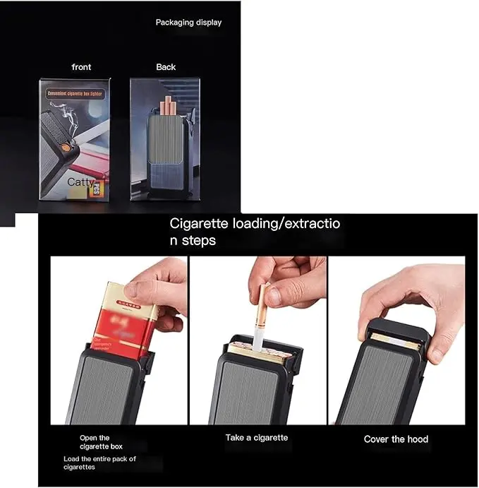 Sliding Cover Cigarette Case with Rechargeable Lighter thumbnail 11