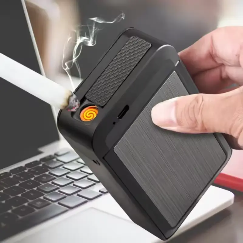 Sliding Cover Cigarette Case with Rechargeable Lighter thumbnail 4